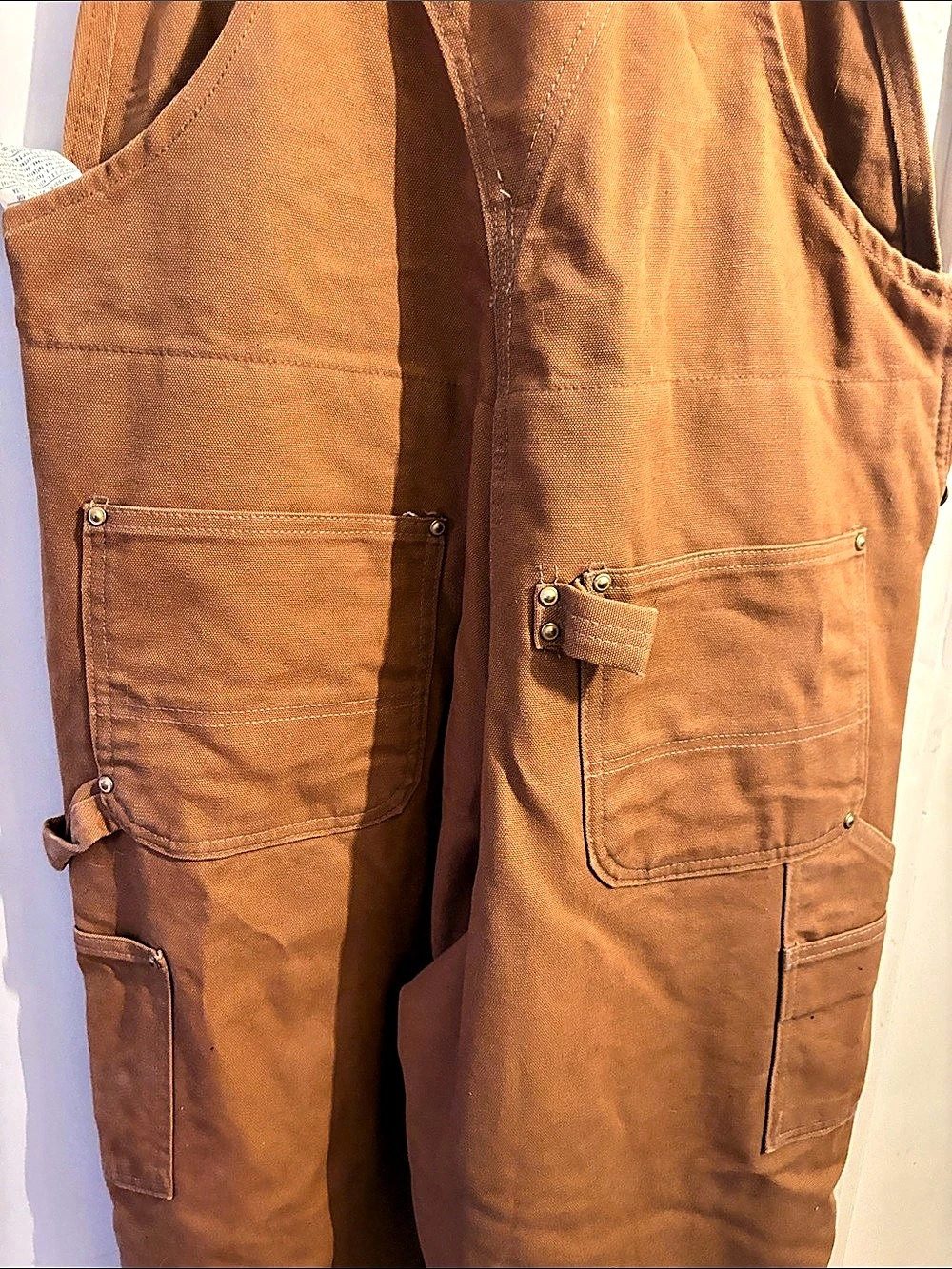 Carhartt Washed Duck Insulated Bib Overall Brown Waist 36 x 32 - Picture 7 of 7